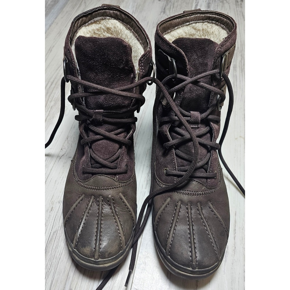 UGG Cecile Waterproof Brown Leather Suede Duck Boots 1017380‎ Women's 8.5